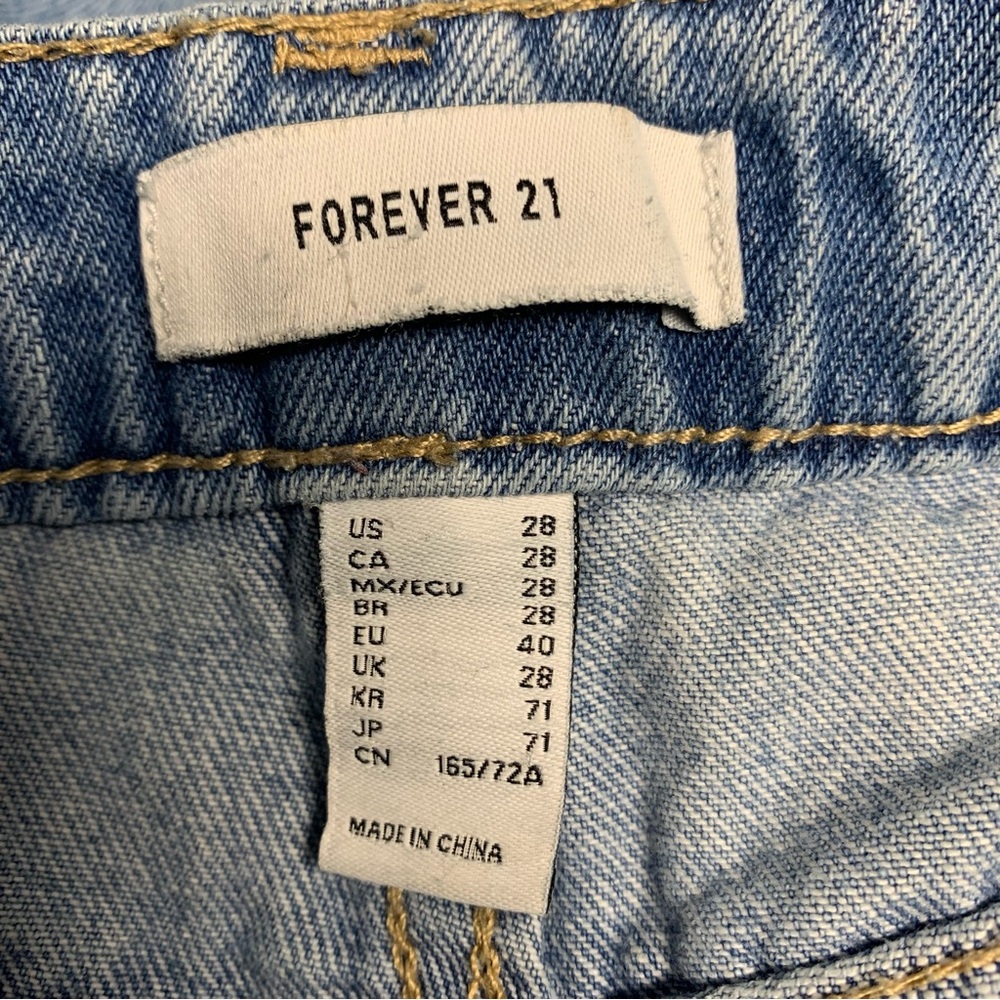 Forever 21 Cargo Denim Jeans Relaxed Straight Leg Light Blue Womens - Picture 3 of 4